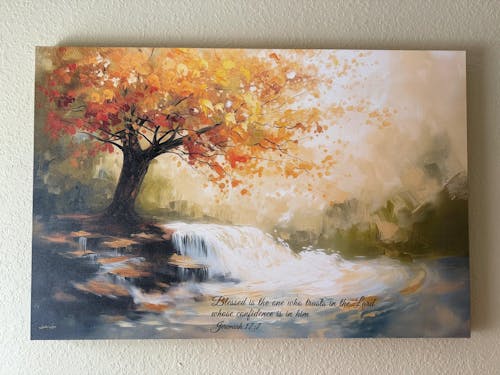 Trust in Lord, Christian Landscape Oil Paint Bible Verse Canvas Wall Art, Jeremiah 17:7-8