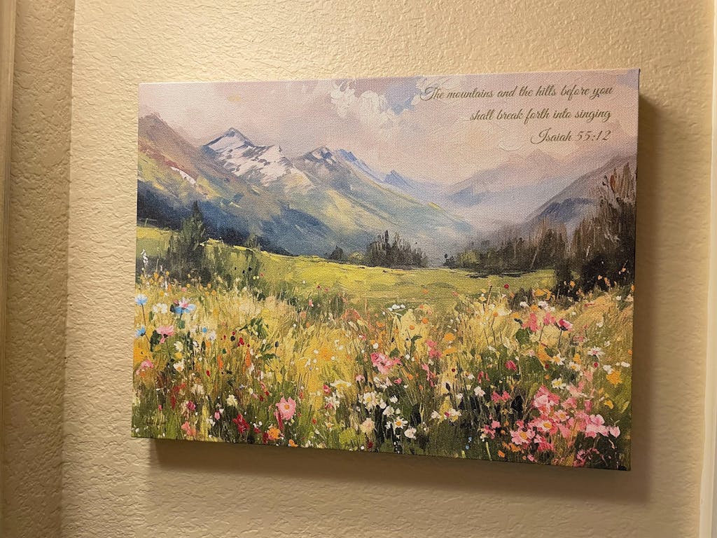 Hills Break Forth into Singing, Christian Landscape Wall Art, Isaiah 55:12