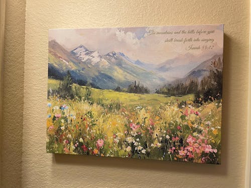 Hills Break Forth into Singing, Christian Landscape Wall Art, Isaiah 55:12