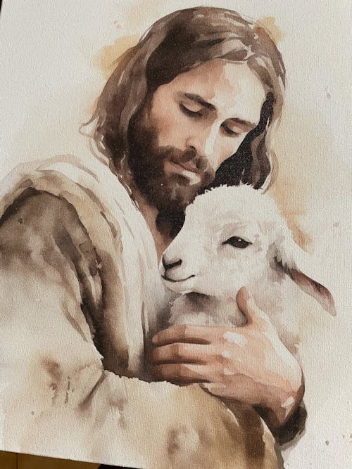 Jesus the Good Shepherd, Christian Watercolor Wall Art