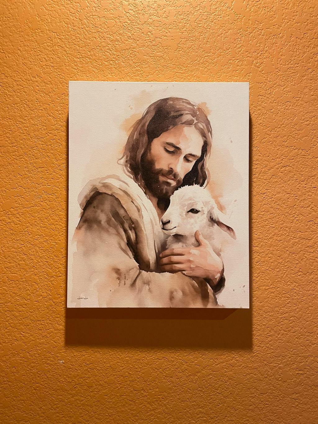 Jesus the Good Shepherd, Christian Watercolor Wall Art
