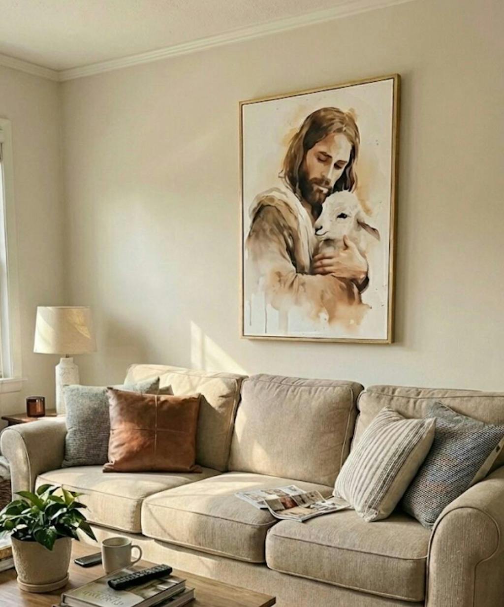 Jesus the Good Shepherd, Christian Watercolor Wall Art