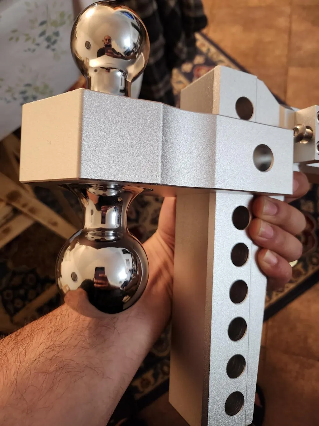 Adjustable Trailer Hitch, Fits 2-Inch Receiver, 8-Inch Drop/Rise Aluminum Drop Hitch, 10,000 LBS GTW-Tow Hitch for Heavy Duty Truck with Double Stainless Steel Locks, Silver