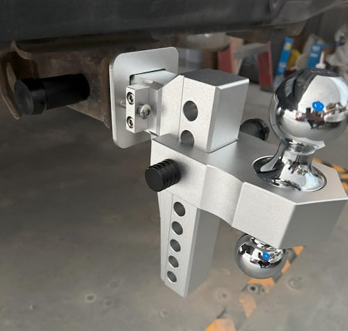 Adjustable Trailer Hitch, Fits 2" Receiver, 4" Drop Hitch, Aluminum Tow Hitch, Ball Mount, 2 and 2-5/16" Combo Stainless Steel Tow Balls with Double Key Locks, Silver
