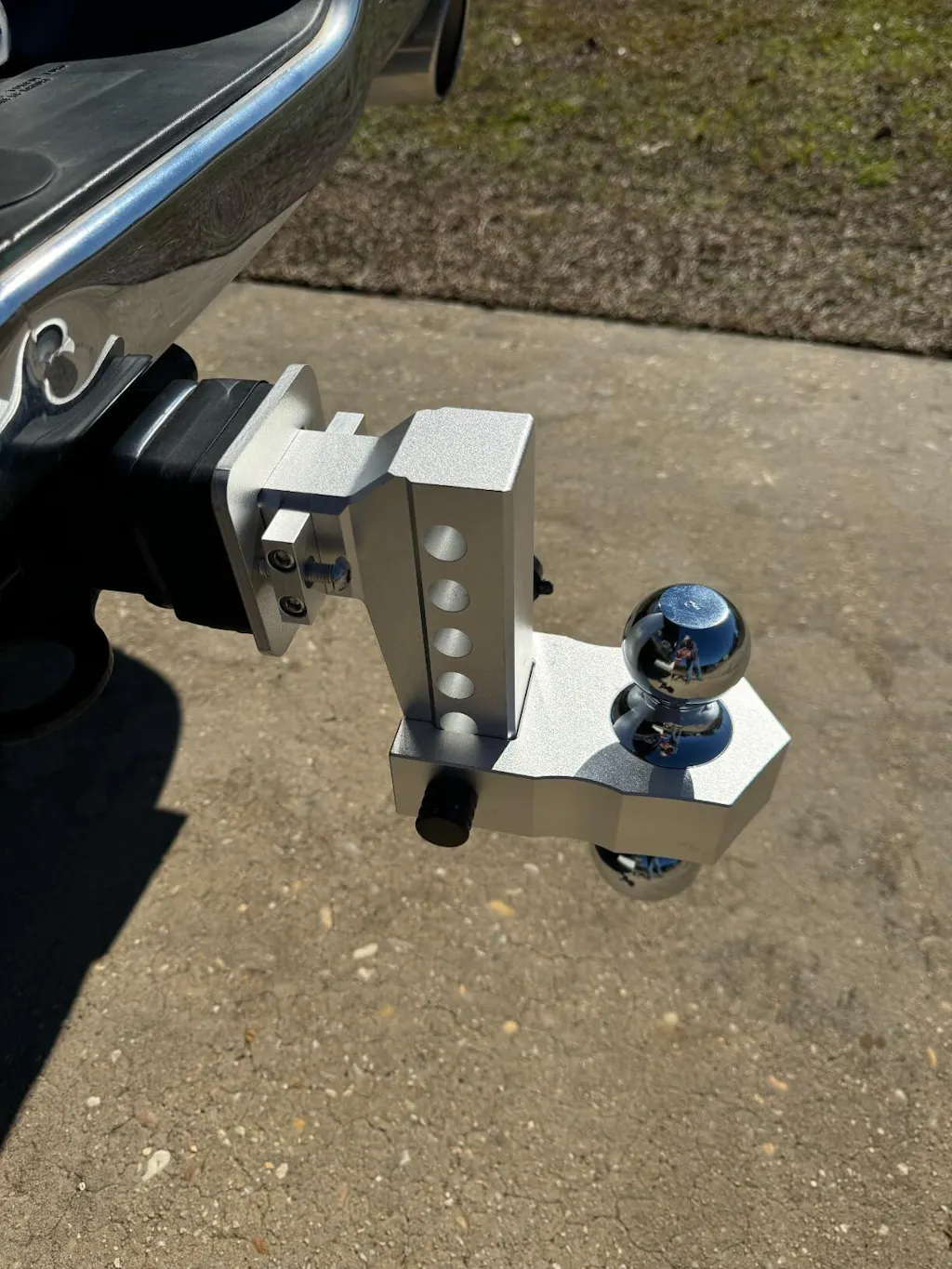 Adjustable Trailer Hitch, Fits 2" Receiver, 4" Drop Hitch, Aluminum Tow Hitch, Ball Mount, 2 and 2-5/16" Combo Stainless Steel Tow Balls with Double Key Locks, Silver
