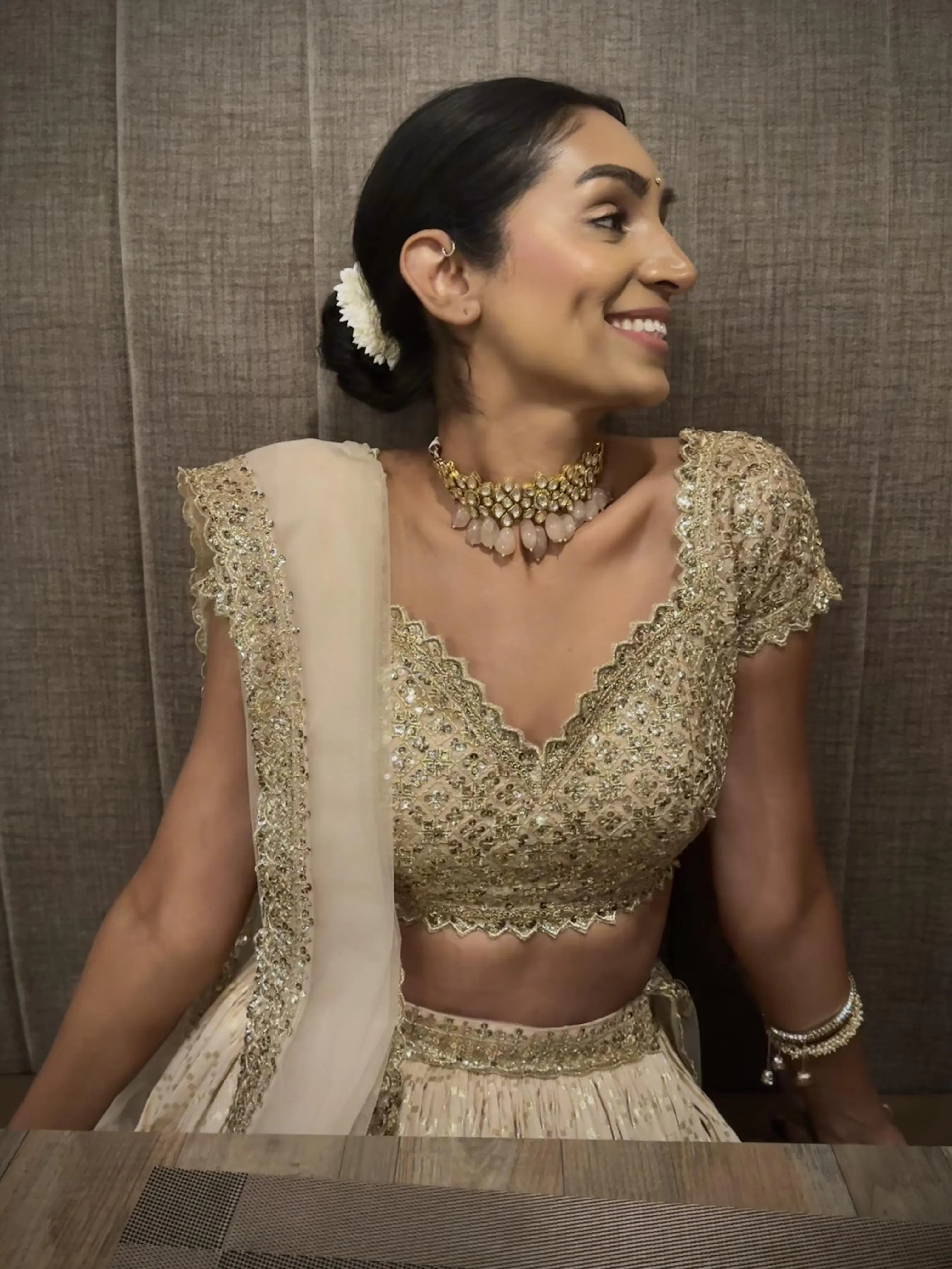 Nude/ Light Gold Lehenga Set main image 1