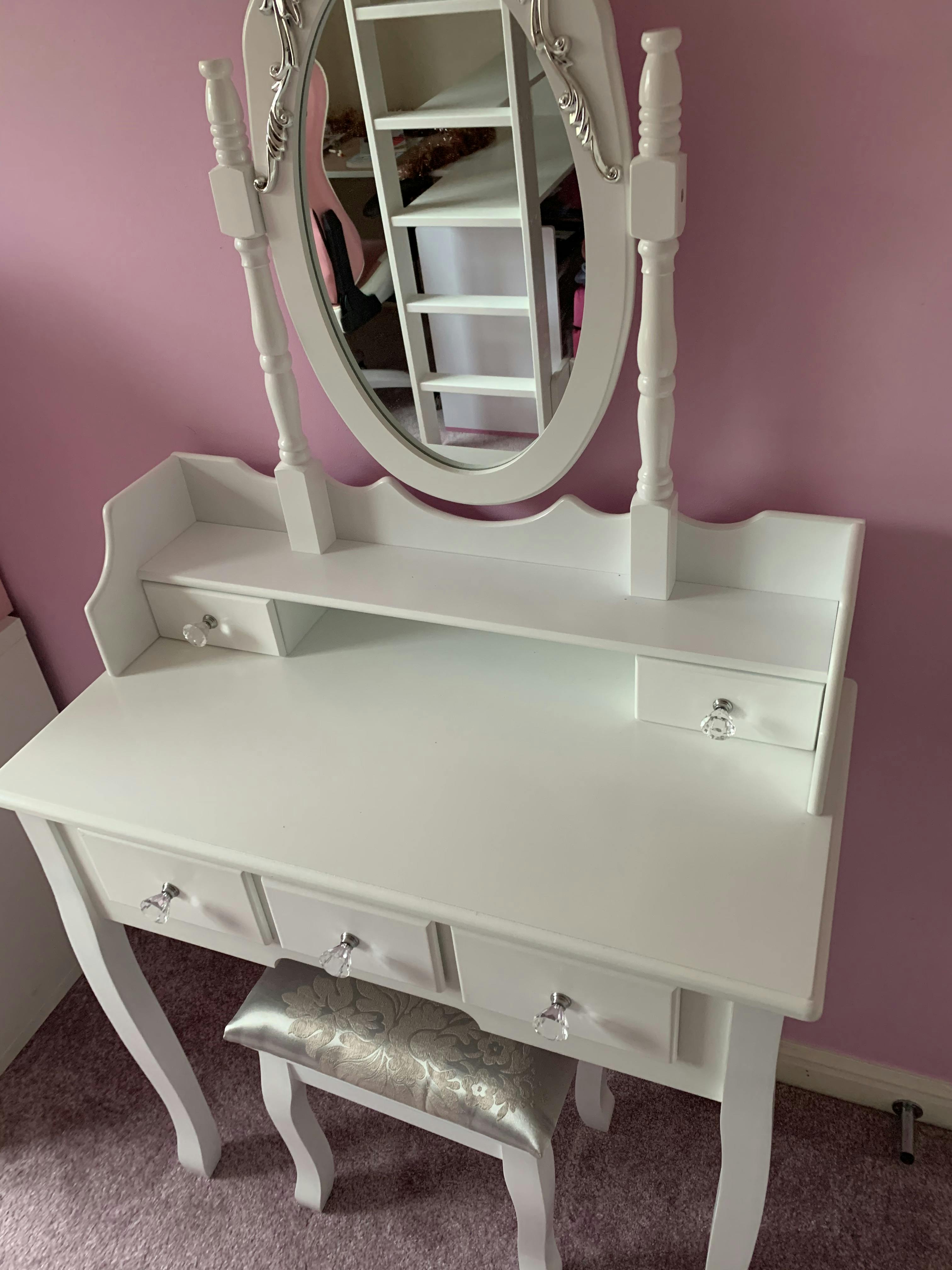 Capri Grey Dressing Table, Stool & Mirror Set Laura James
