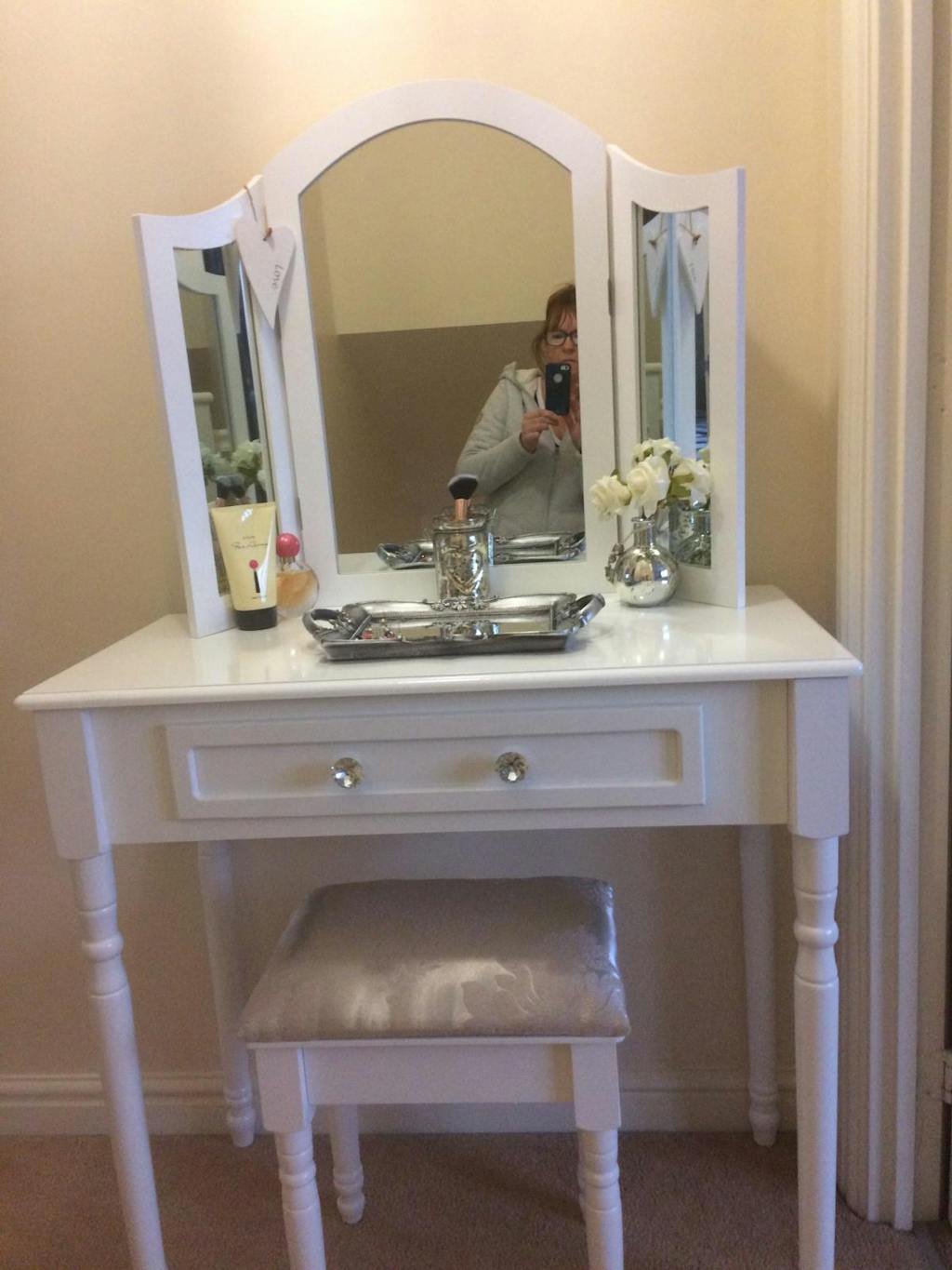 Sienna Dressing Table, Stool & Mirror Set White Painted Laura James