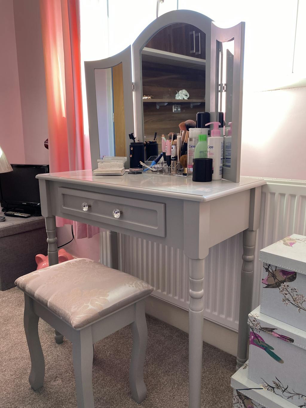 Sienna Dressing Table, Stool & Mirror Set White Painted Laura James