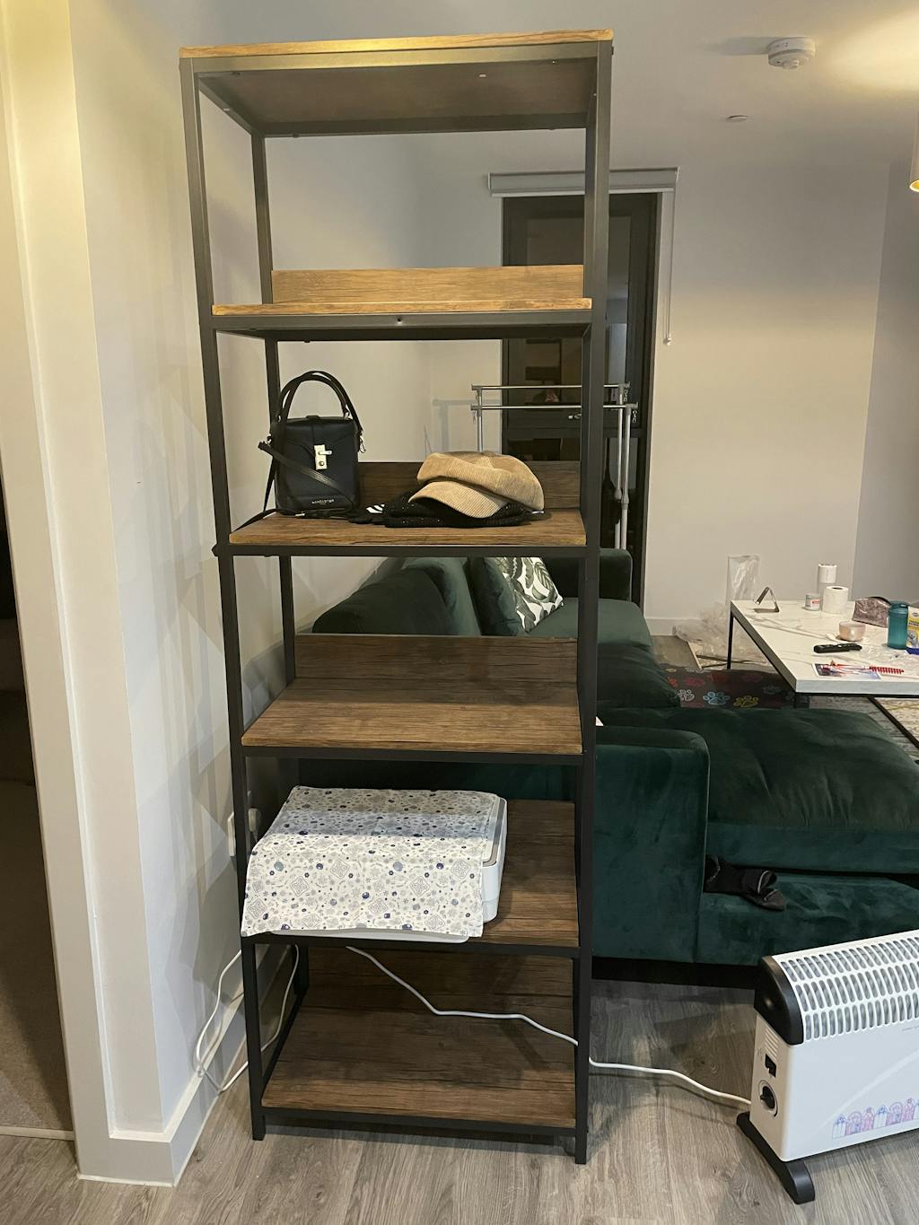 Sheffield industrial bookcase wood effect & metal frame Laura James