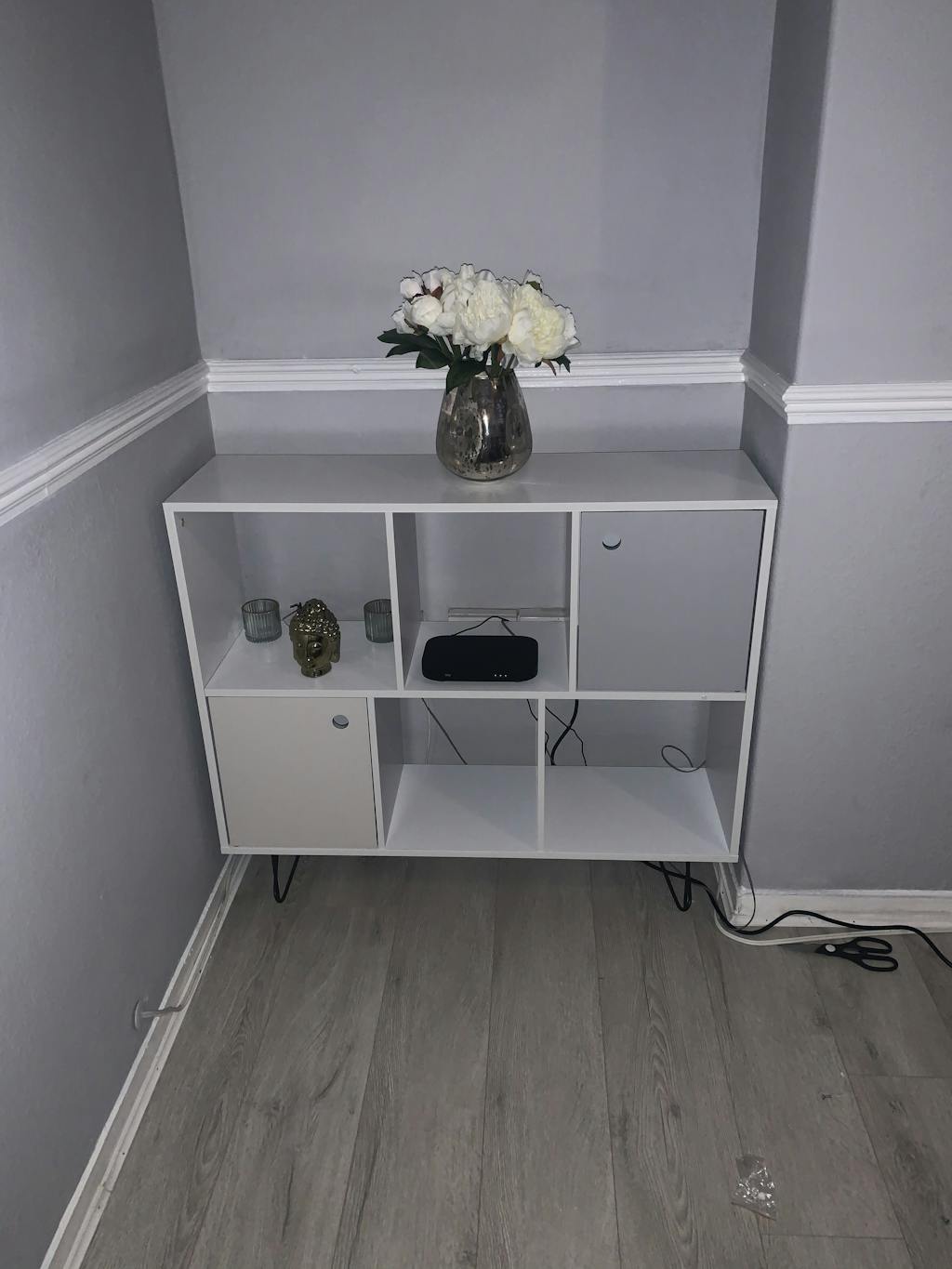 Anderson cube storage unit White with grey cupboards Laura James