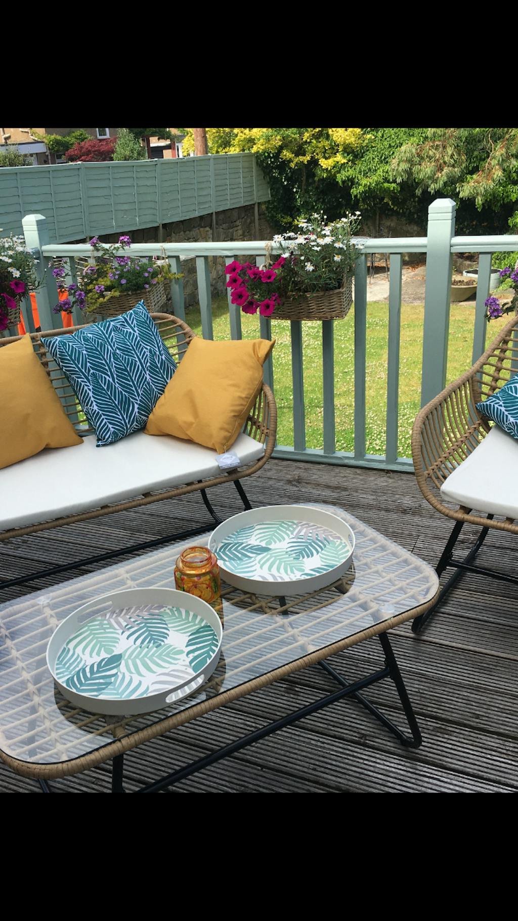 Wick Rattan Sofa Set Dark Grey Laura James