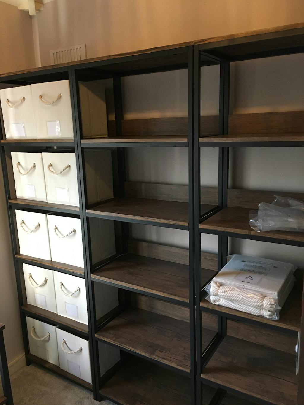 Sheffield industrial bookcase wood effect & metal frame Laura James