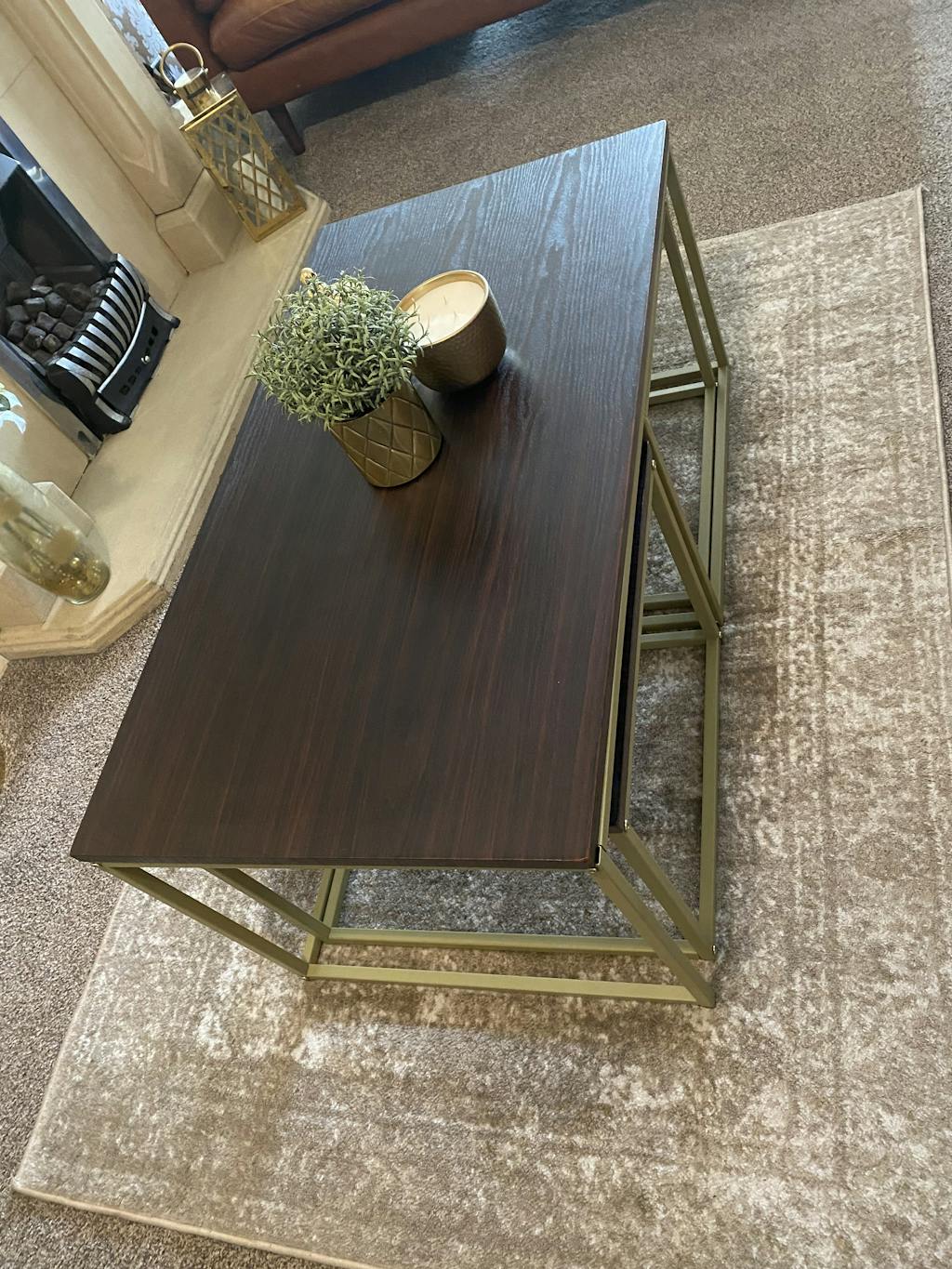 Jay coffee table and side table set marble effect and black Laura James