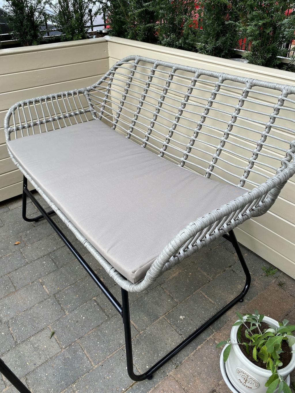 Wick Rattan Sofa Set Light Grey Laura James