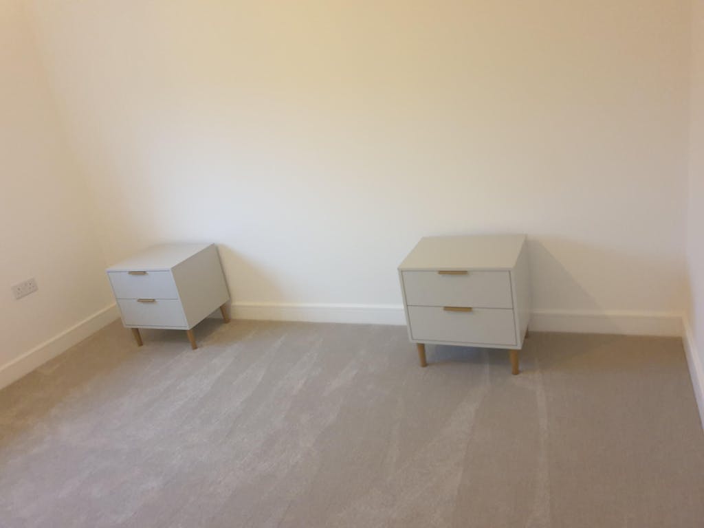 Gloria bedside table white and brass effect Laura James