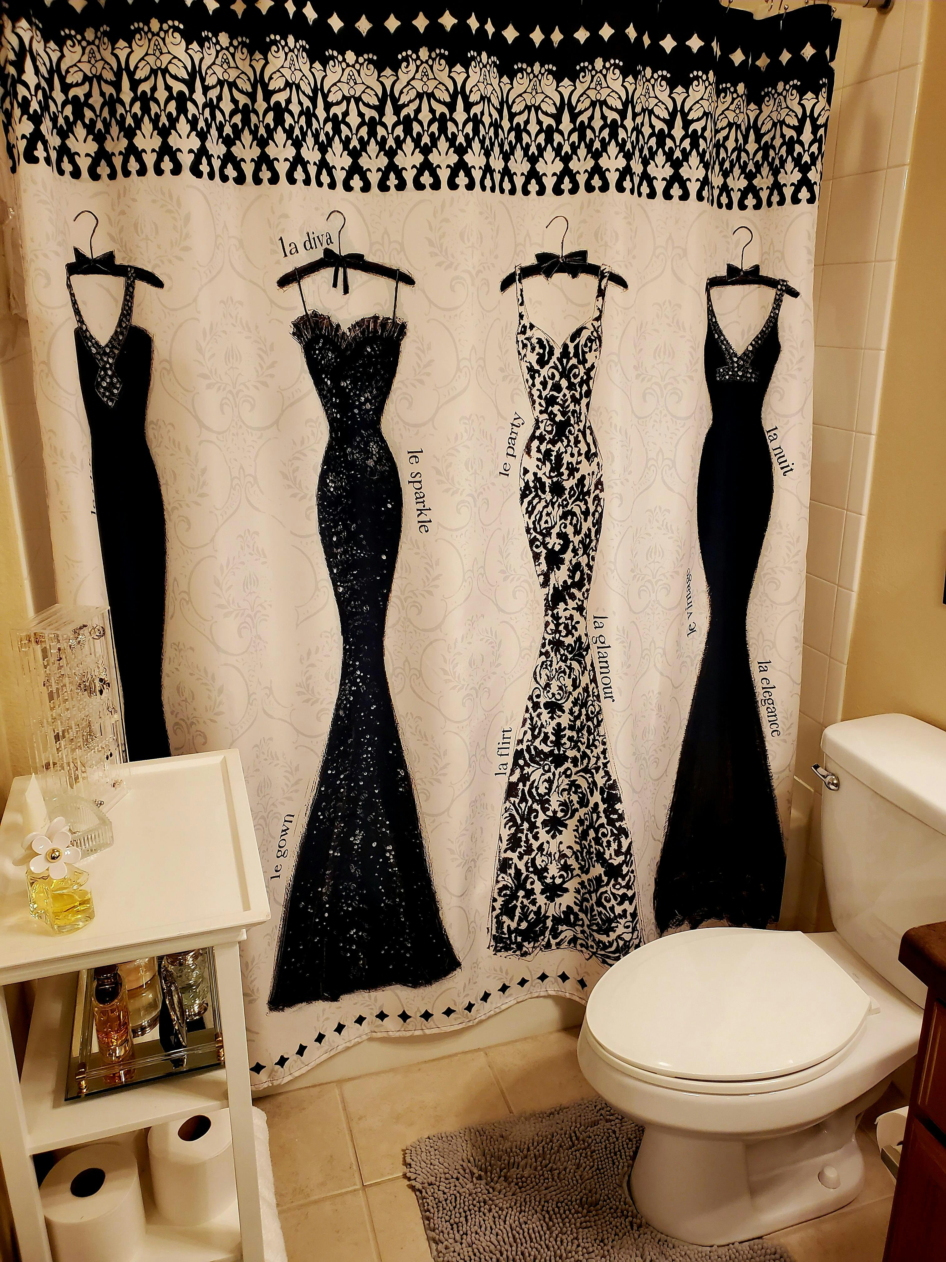 Laural Home Couture Noir sold Fabric Shower Curtain