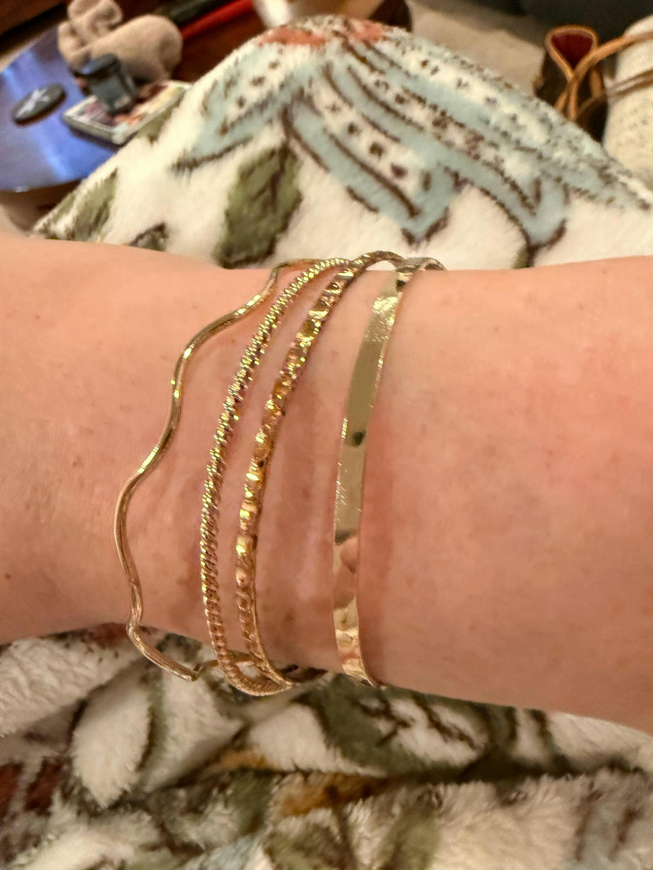 Wavy Gold Bangle – Laurel Elaine Jewelry