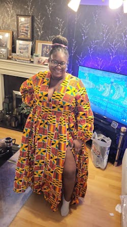 Low Neck Deep V Long Sleeve | African Maxi Dress  - KENYA