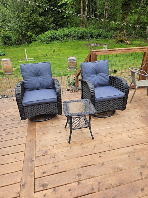 LayinSun 3 - Piece Outdoor Wicker Swivel Chairs Set