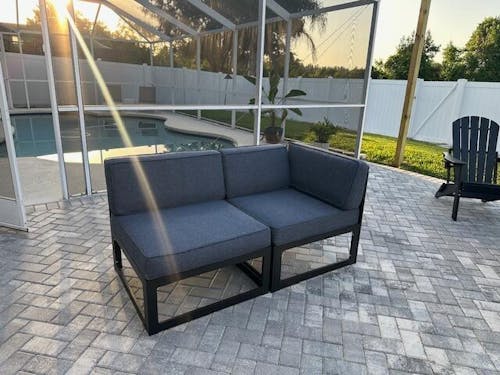 LayinSun Modern Aluminum Outdoor Modular Sectional Single Chairs (Set of 2)