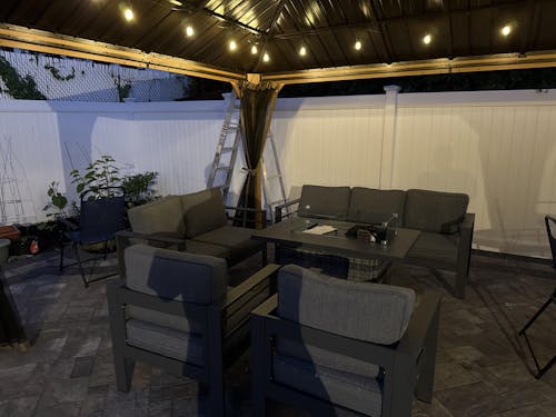 LayinSun 5 - Piece Outdoor Aluminum Furniture Set with 44'' Propane Gas Fire Pit Table