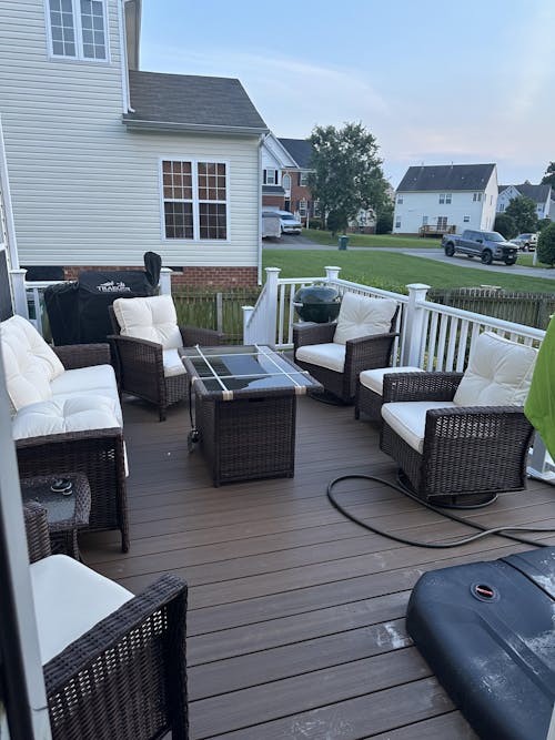LayinSun 10 Piece Patio Set with wicker Swivel Rocking Chairs and Fire Pit