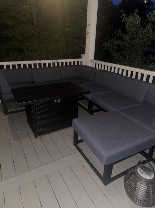 LayinSun 11 - Piece Large Outdoor Modular Sectional Set with Propane Fire Pit Table
