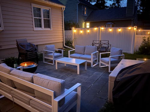 LayinSun 5 Piece Hight Back Aluminum Outdoor Furniture Set with Coffee Table