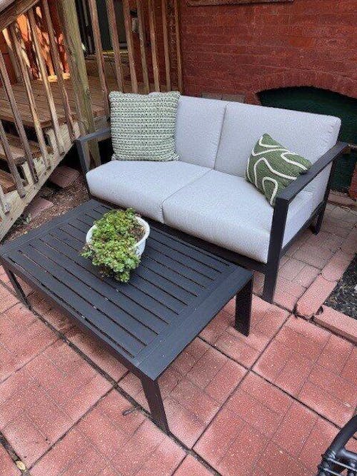 LayinSun 43 inch Modern Aluminum Outdoor Rectangle Coffee Table