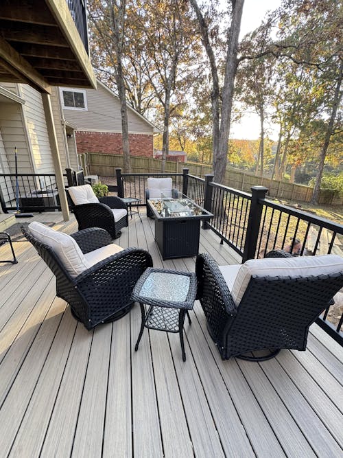 LayinSun 7 - Piece Outdoor Wicker Swivel Chairs Conversation Set with Fire Pit Table