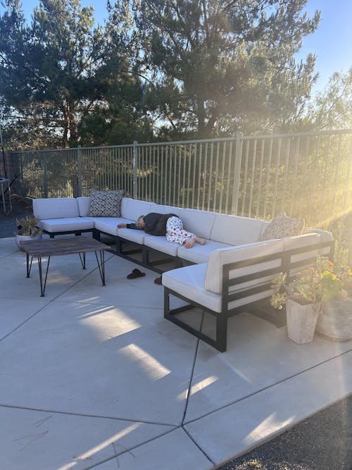 LayinSun 9 - Piece Large Outdoor Modular Sectional Set with Propane Fire Pit Table