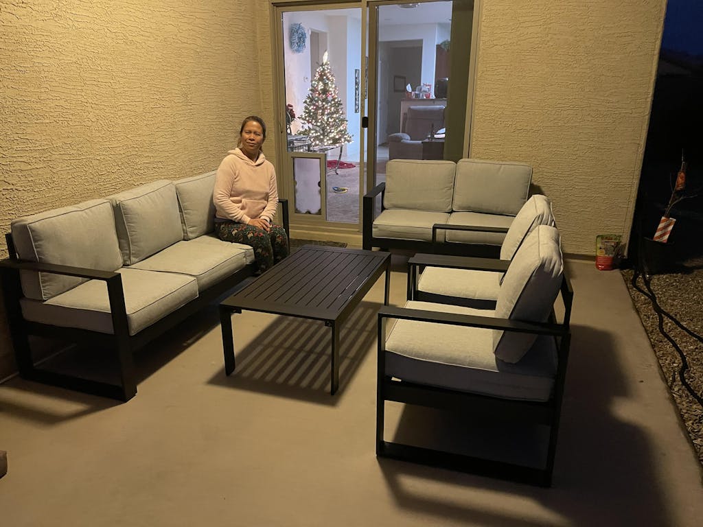 LayinSun 5 Piece Hight Back Aluminum Outdoor Furniture Set with Coffee Table