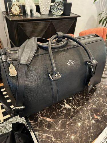 Heritage Black Leather Duffel Bag With Lock Closure – Lazaro Leather