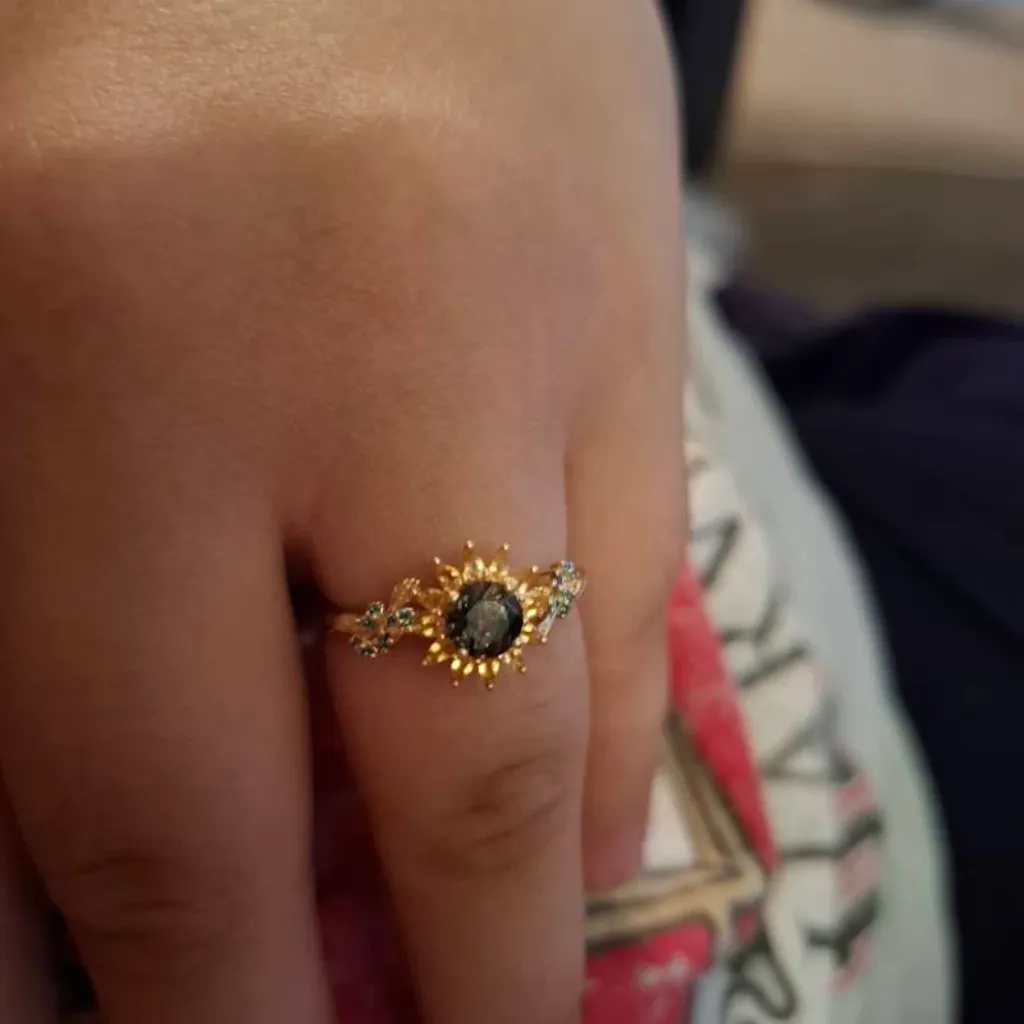 LCCjewelry | Black Opal Sunflower Engagement Ring