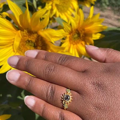 LCCjewelry | Black Opal Sunflower Engagement Ring