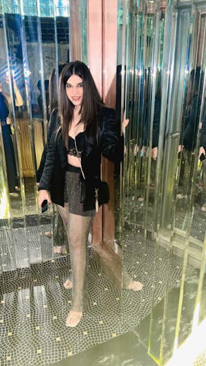 Eliana Black Crystal Mesh Pants CL