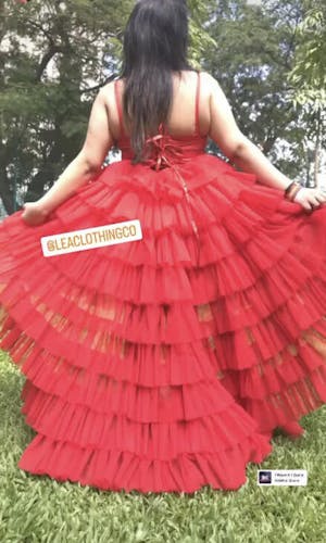 Isabelle Red High-Low Ruffle Tulle Corset Dress