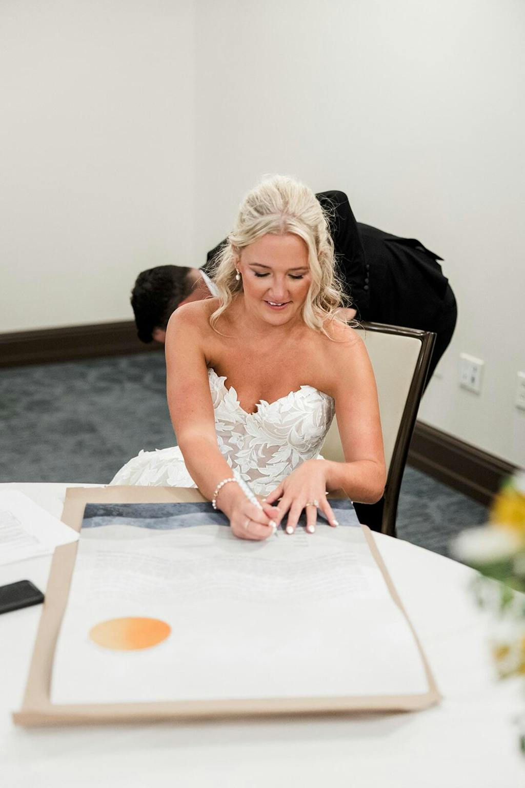 Purple watercolor landscape word art ketubah