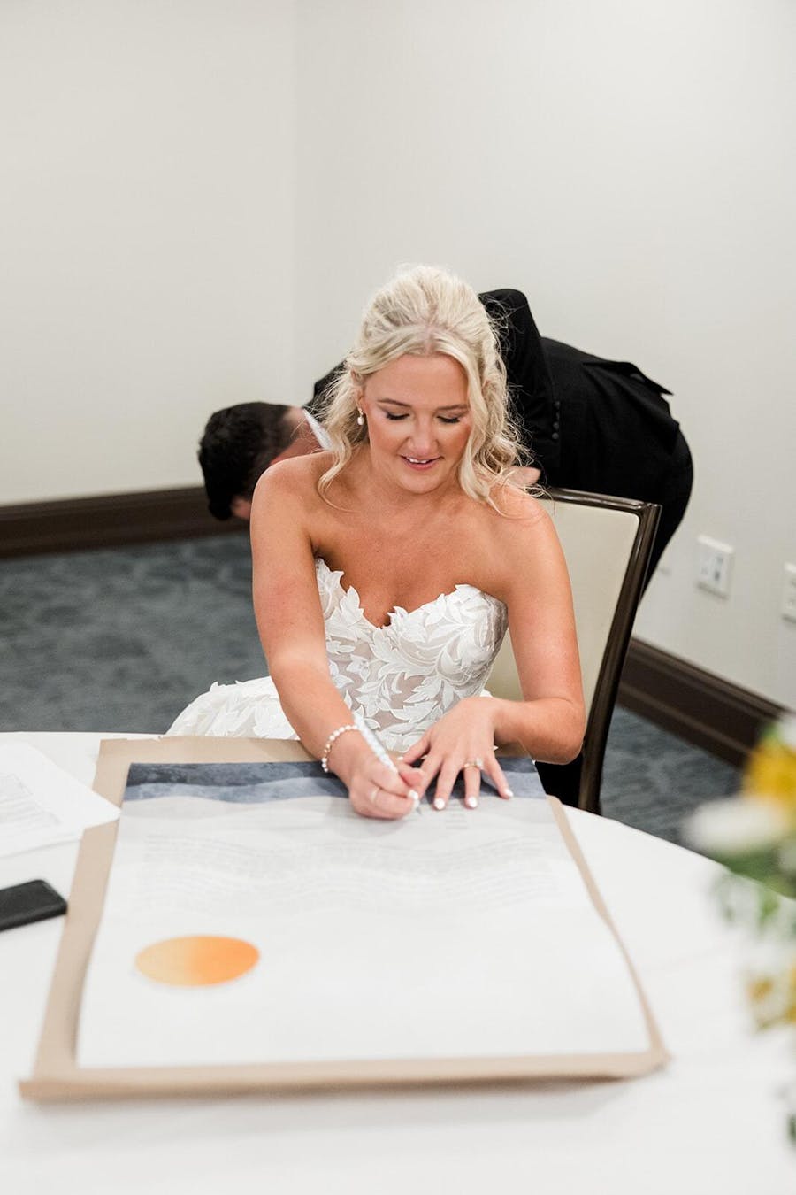 Purple watercolor landscape word art ketubah