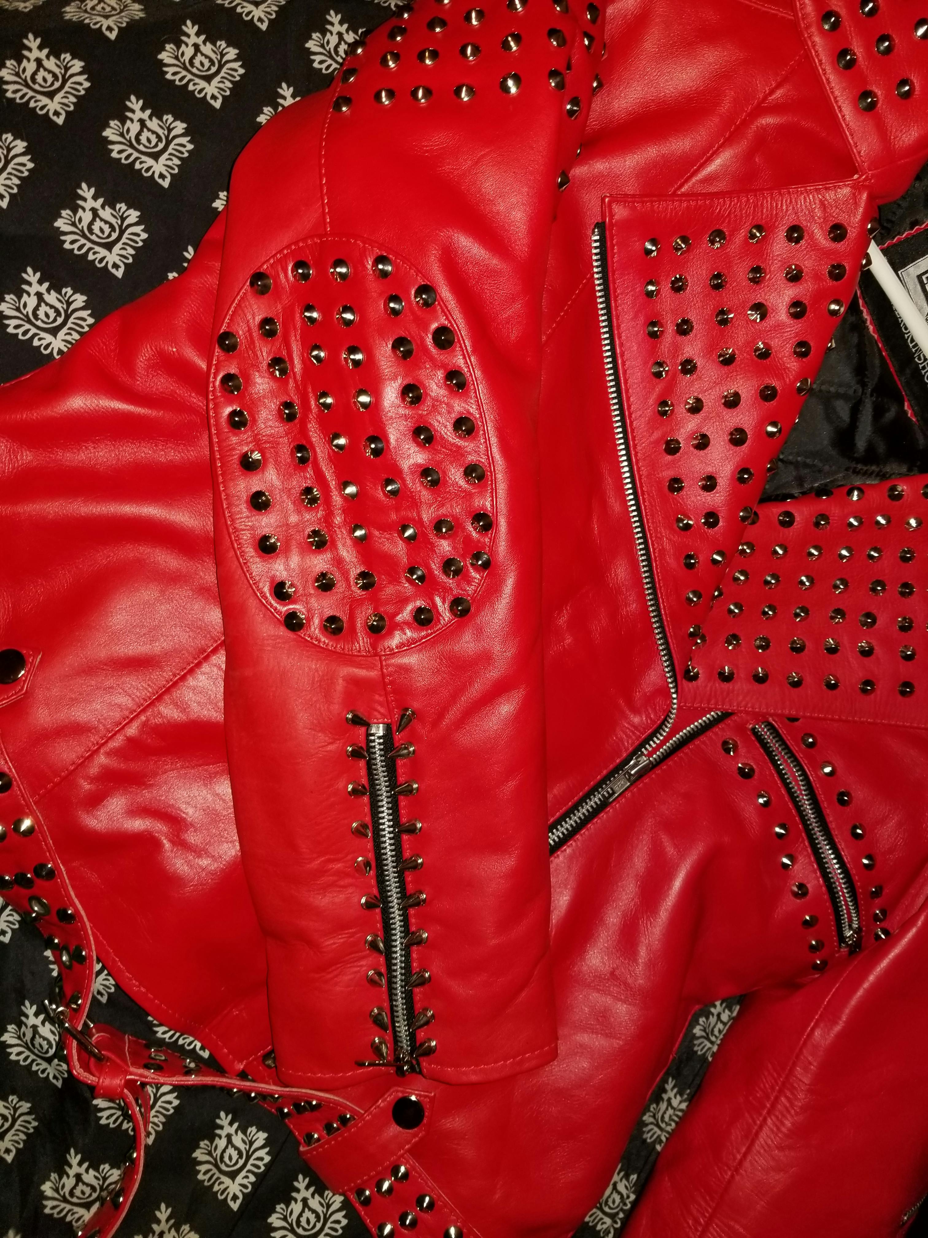 red leather jacket with spikes