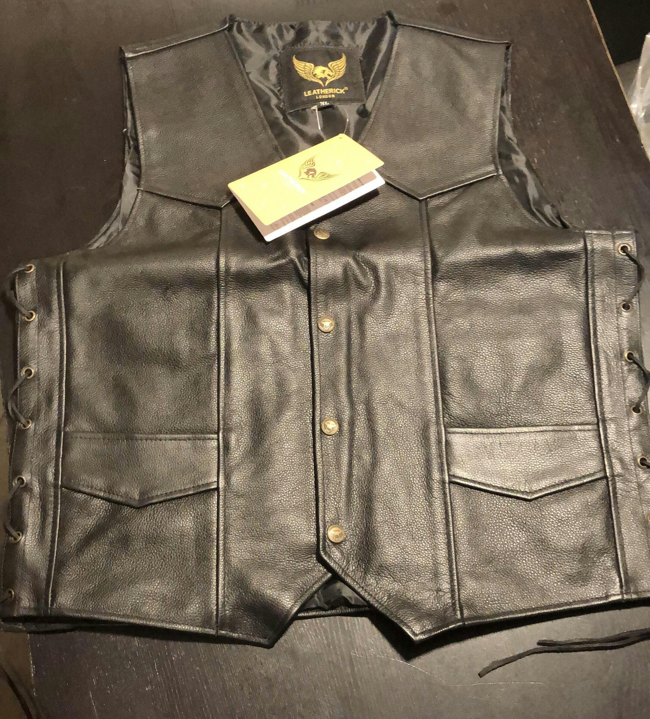 貴重◎ 30's vintage leather vest york Leatherick Men's Classic Side Laces Biker Leather Vest