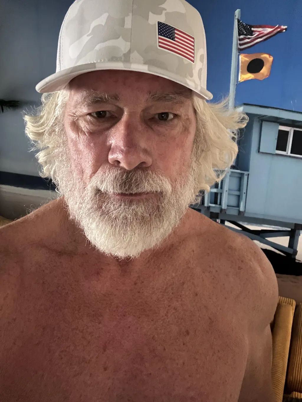 Offset American Flag Flex Patch Structured Trucker Hat