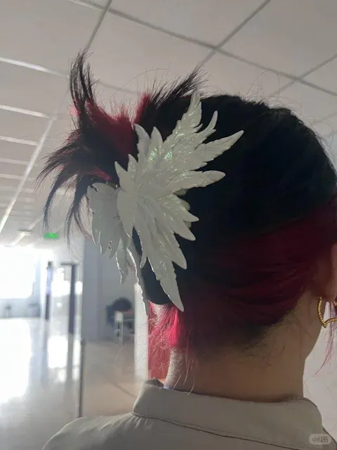 Jumbo Iridescent White Wing Hair Claw Clip