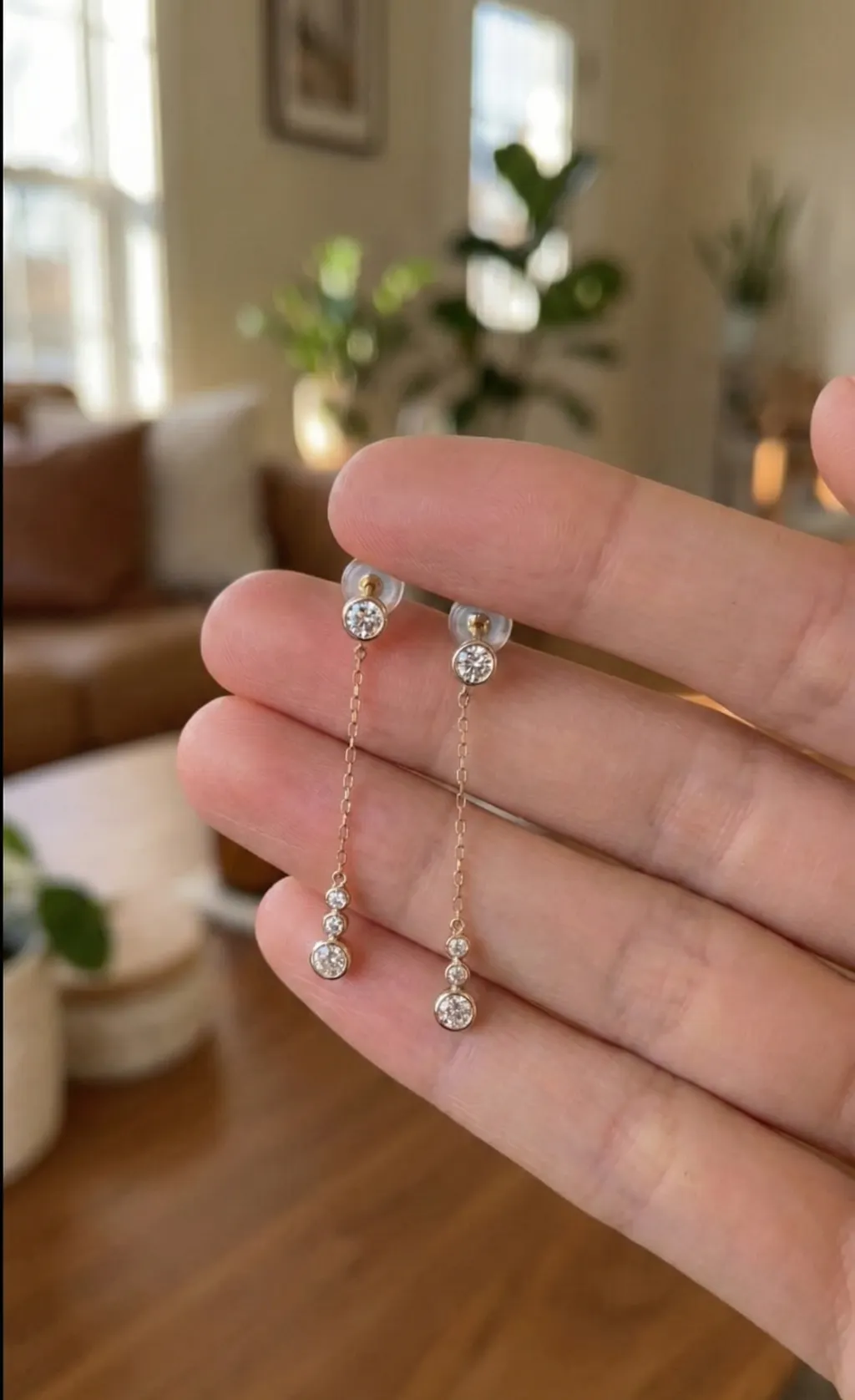 14K Solid Gold Dazzling Drop Earring With Lab Diamond