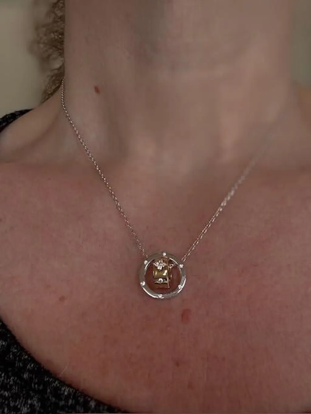 Double Ring Moissanite Pendant Necklace For Women