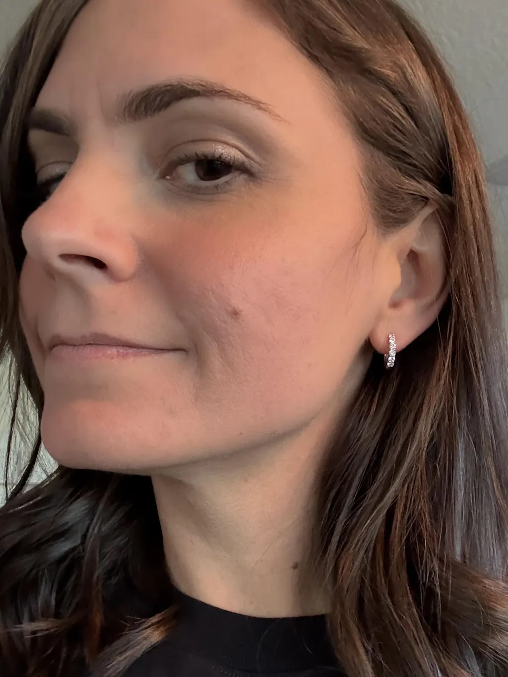 Half Eternity Huggie Diamond Hoop Earring - 14mm in 14K Gold and Platinum