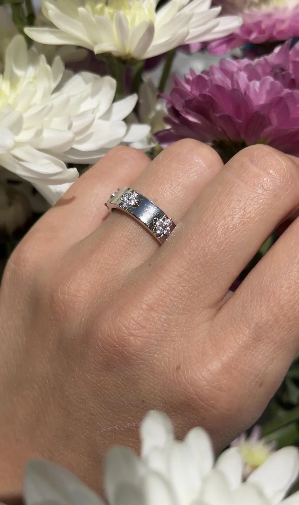 Lab Created Diamond Four-leaf Clover Ring in 14K Solid Gold