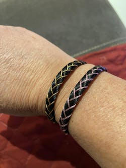 Bracelet ULYSSE - crins noir & fil rose satiné