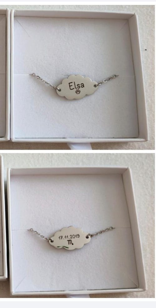 Bracelet chaine enfant personnalisé avec médaille nuage à graver
